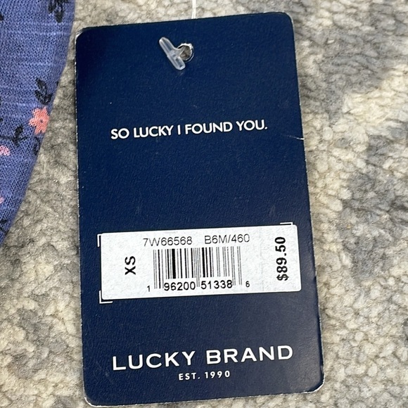 NWT Lucky Brand Floral Print Lace Inset Peasant Top Long Sleeve V Neck Sz XS - Picture 14 of 16